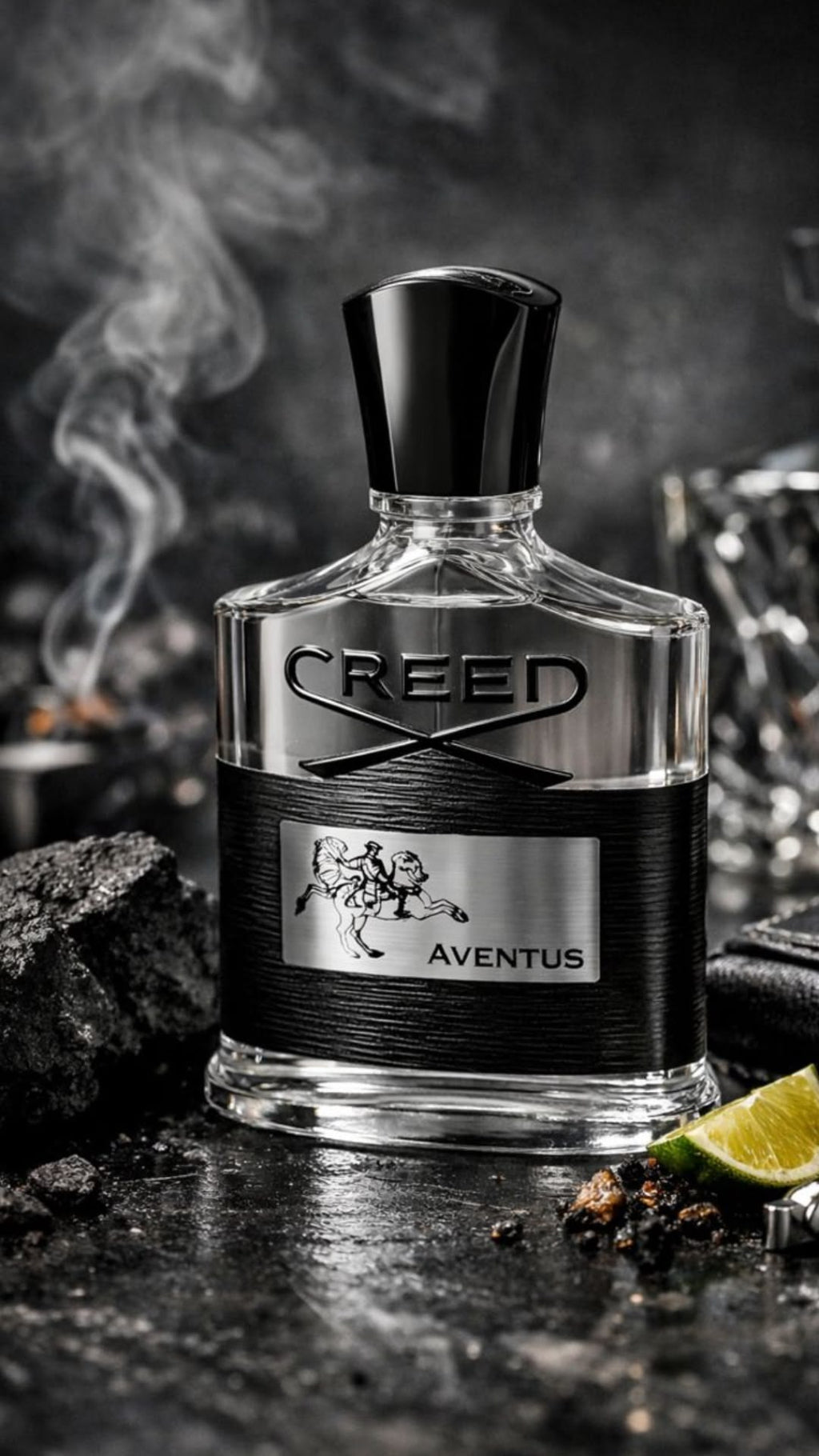 Perfume inspirado en Aventus en frasco negro con caja, presentación de 100 ml