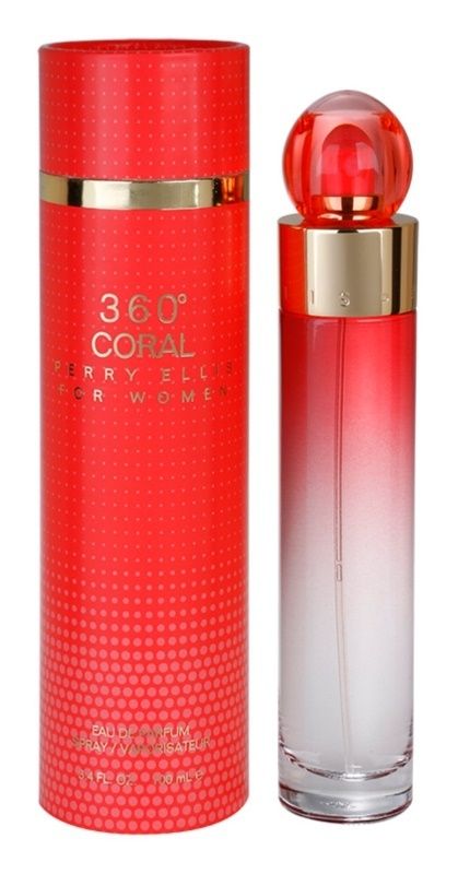 Frasco y caja rojos de 360 Coral Perry Ellis for Women de 100 ml