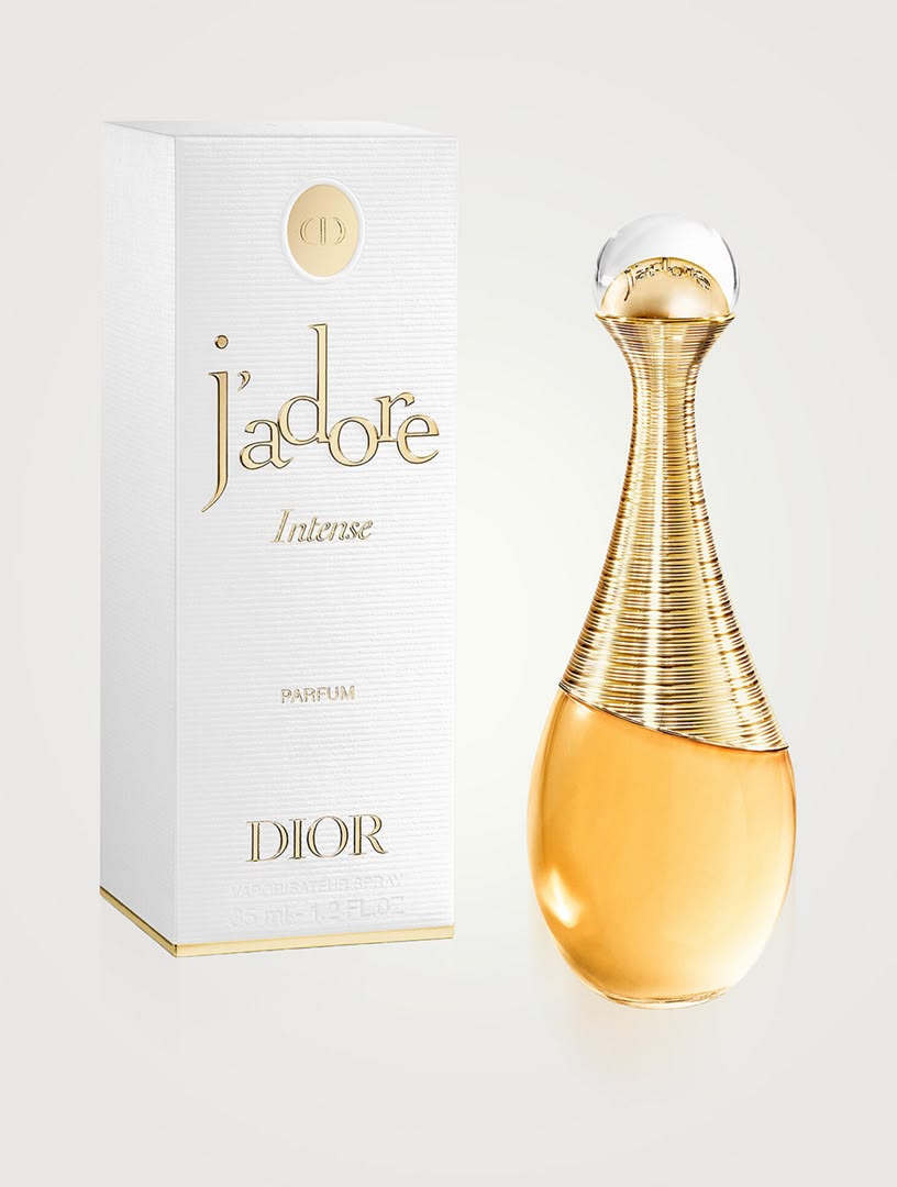 Frasco dorado y caja de J’adore Eau de Parfum de 100 ml