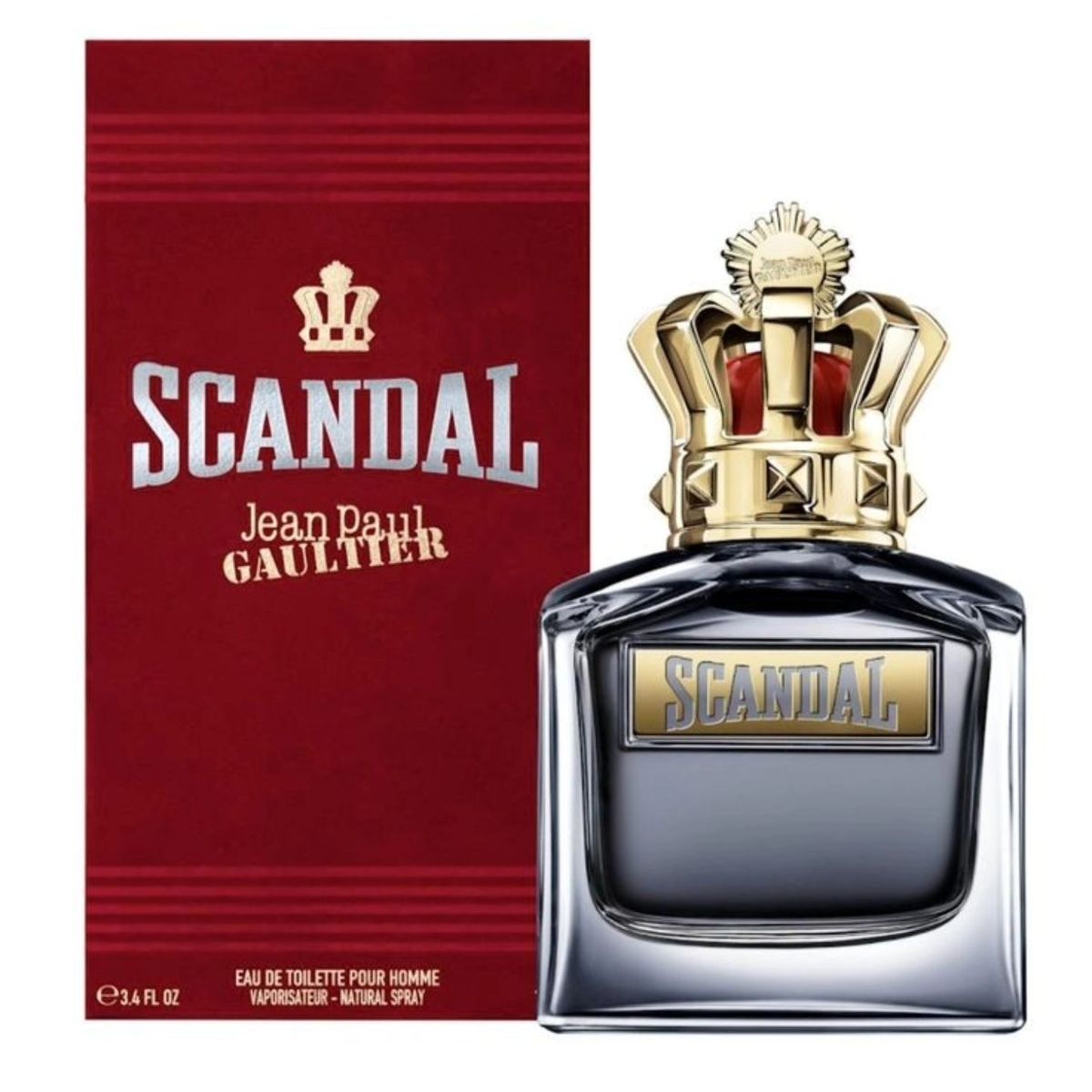 Scandal Pour Homme de 100 ml con frasco y caja roja
