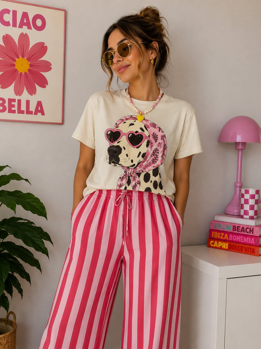 Camiseta Dalmatian Heart Glasses