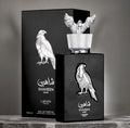 Shaheen Silver Lattafa Pride EDP 100ml frasco negro con halcón plateado