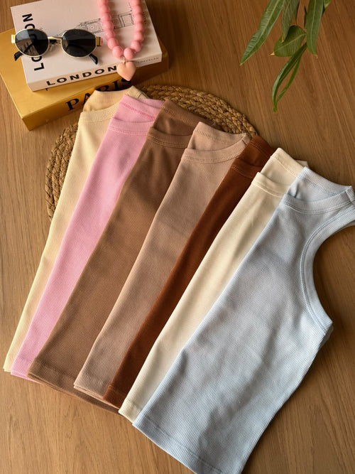 Blusas manga sisa de tela rib en varios colores