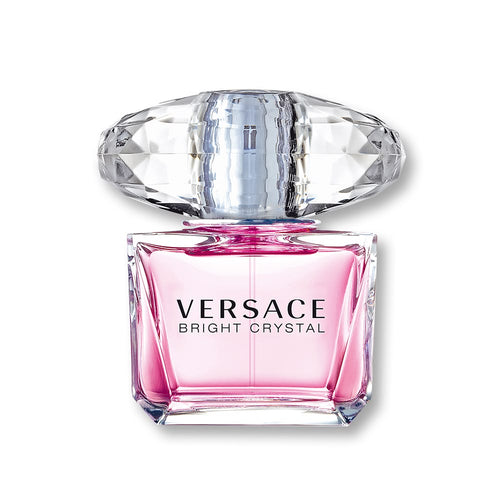Frasco rosado Bright Crystal sobre tela clara
