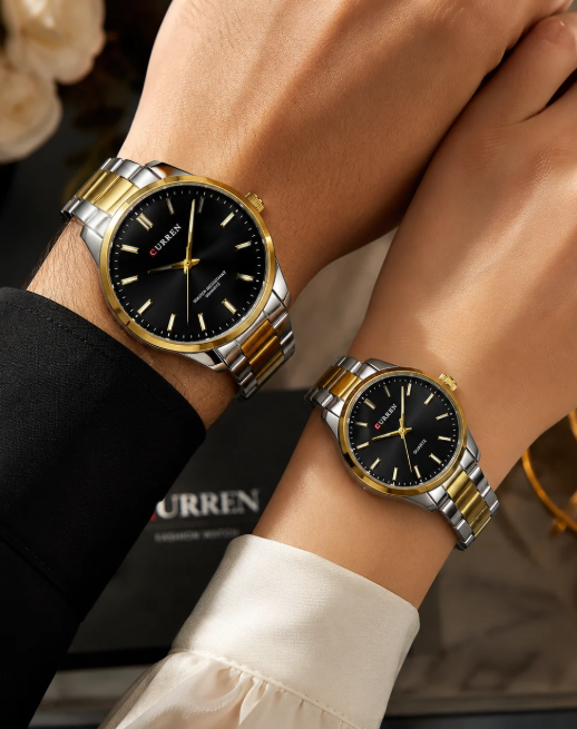 Relojes de Pareja Curren 9090 - Bicolor Negro