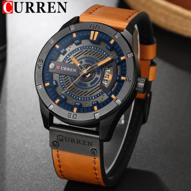 Reloj Curren Hombre 8301 - Café Fondo Azul