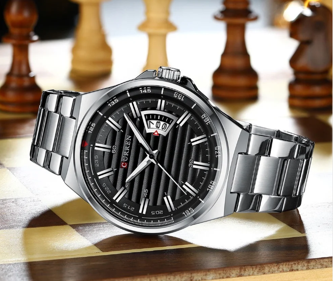 Reloj Curren Hombre 8375 - Plateado Fondo Negro
